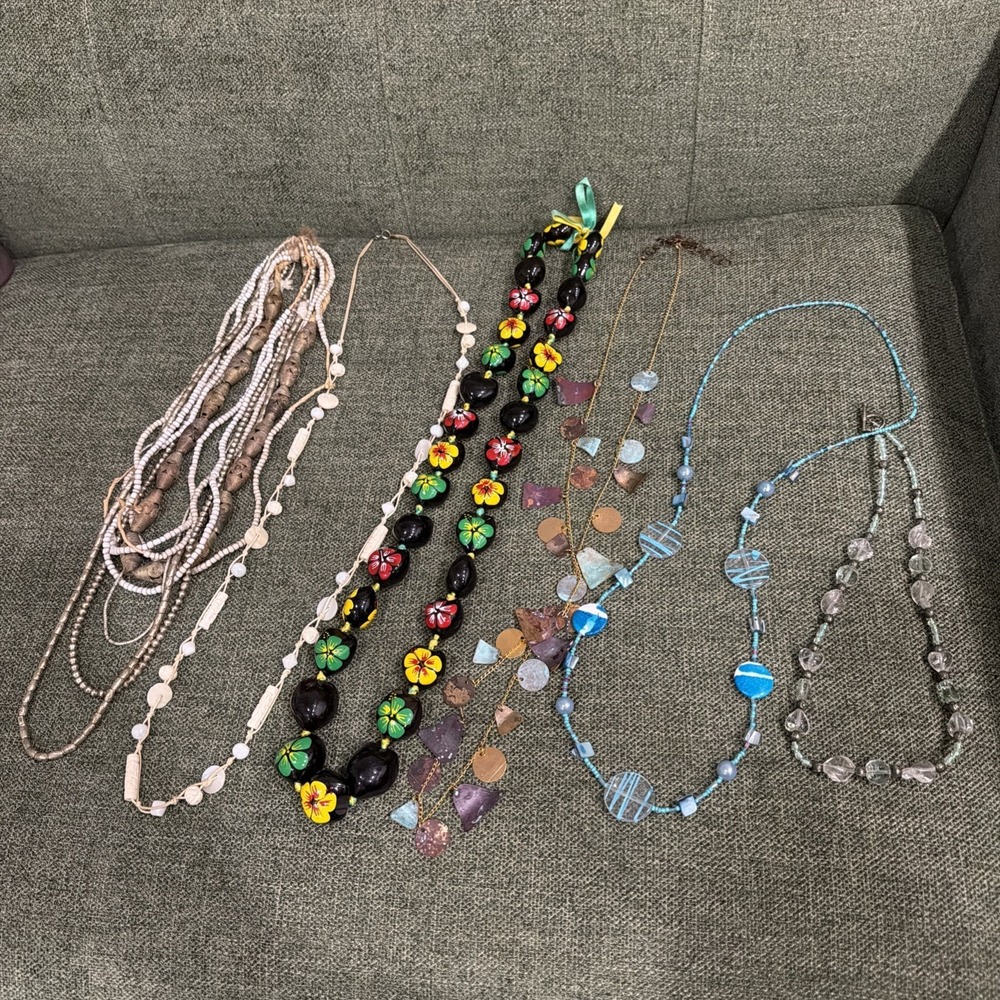 Lot 6 Fashion Necklaces Beaded Statement‎ Colorful Floral Boho Costume Jewelry